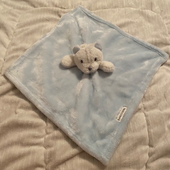 Blankets & Beyond Bear Teddy Blue White Plush Security Blanket Lovey - Picture 2 of 3